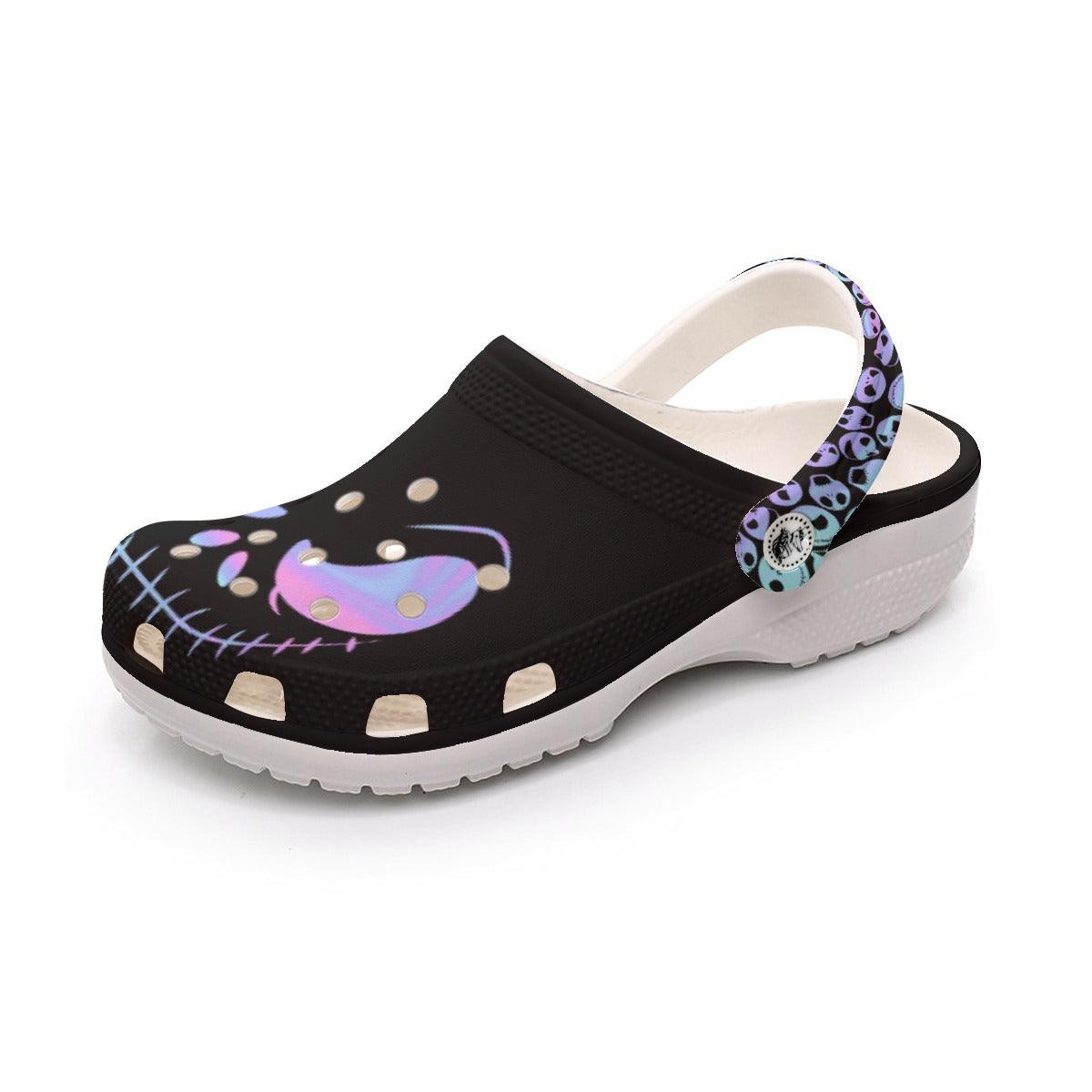 Black Nightmare All-Over Print Women's Classic Clogs - Wonder Skull
