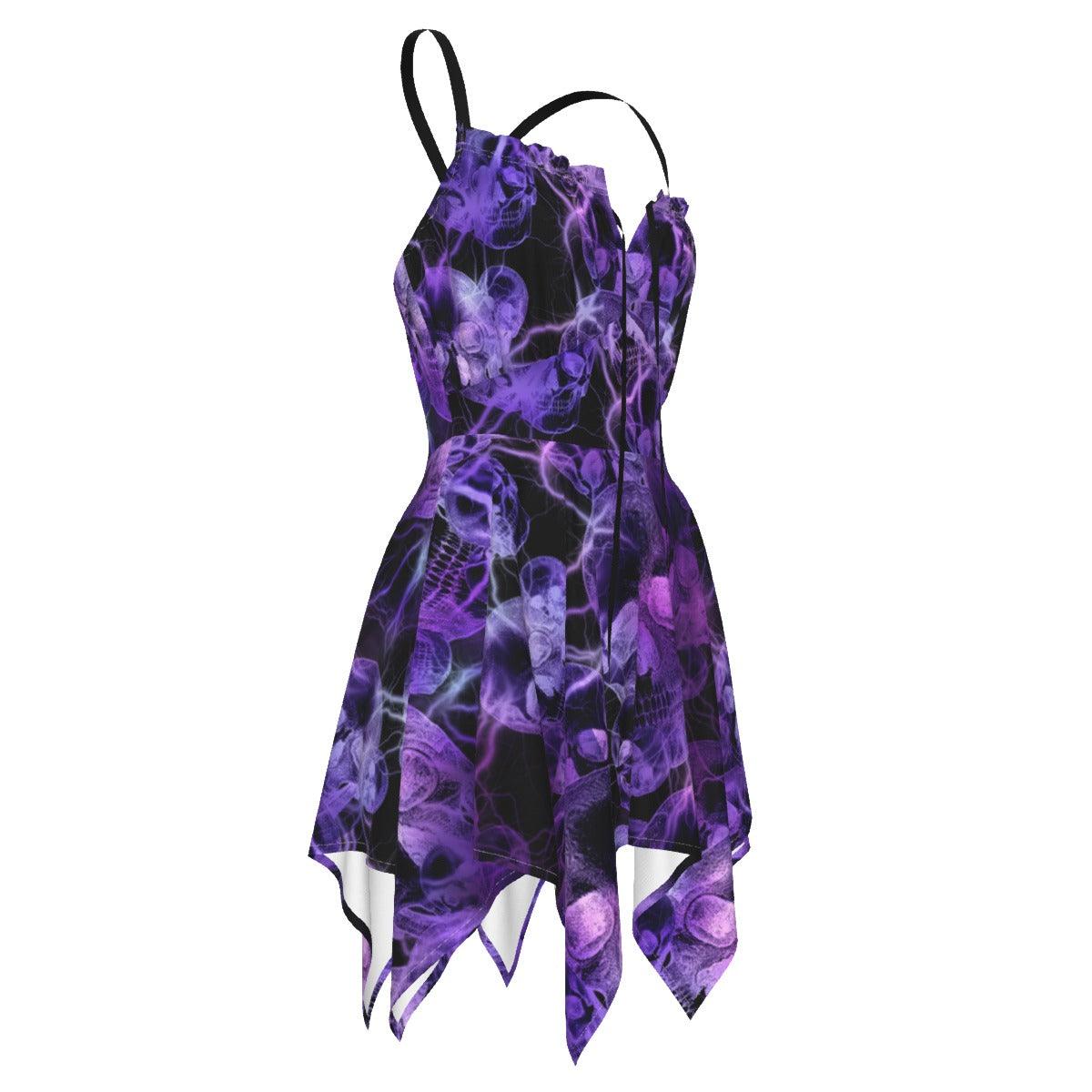 Skull Thunder Purple Pattern All-Over Print Women's Slip Dress - Wonder Skull