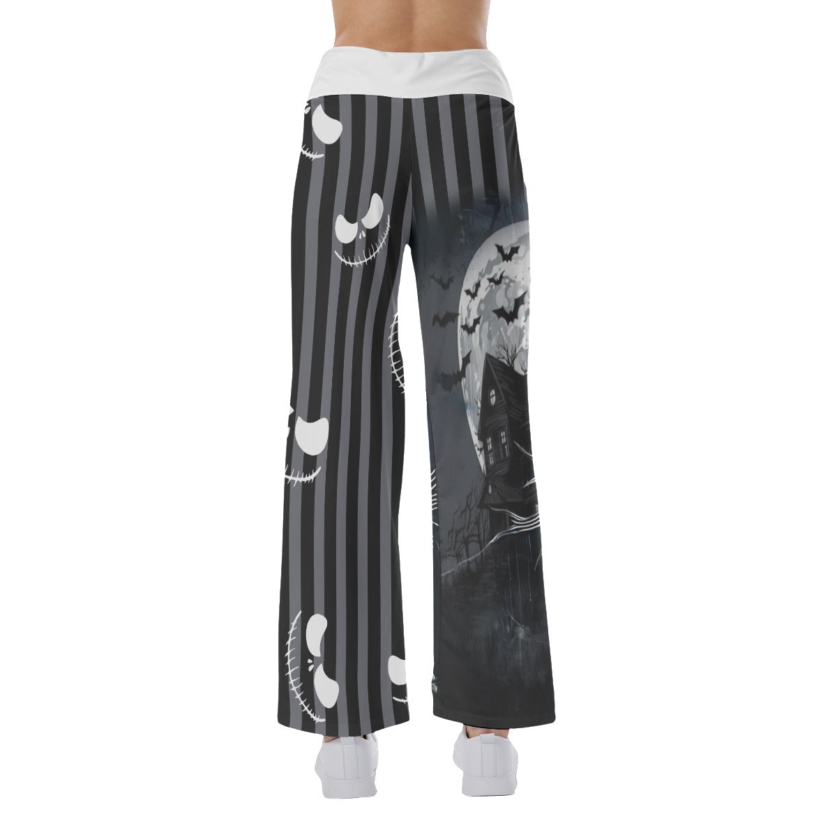 Halloween Nightmare Gothic Art Women's High-waisted Wide Leg Pants | Wonder Skull