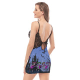 Halloween Playful Skeleton Band Lace Chemise Nightgown - Wonder Skull