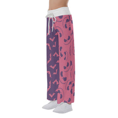 Pink Purple Halloween Skull Nightmare Women's High-waisted Wide Leg Pants | Wonder Skull