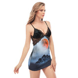 Scary Wolves Lace Chemise Nightgown - Wonder Skull