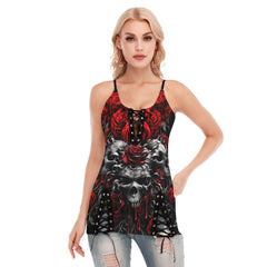 Three Skull Fire Gothic Eyelet Lace-up Letter Dress - Wonder Skull