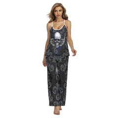 Skull Wing Gothic Cami Pajamas Sets For Women Sleepwears Combo - Wonder Skull