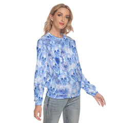 Blue Skull Snowflake Slim Round Neck Sweatshirt - Wonder Skull