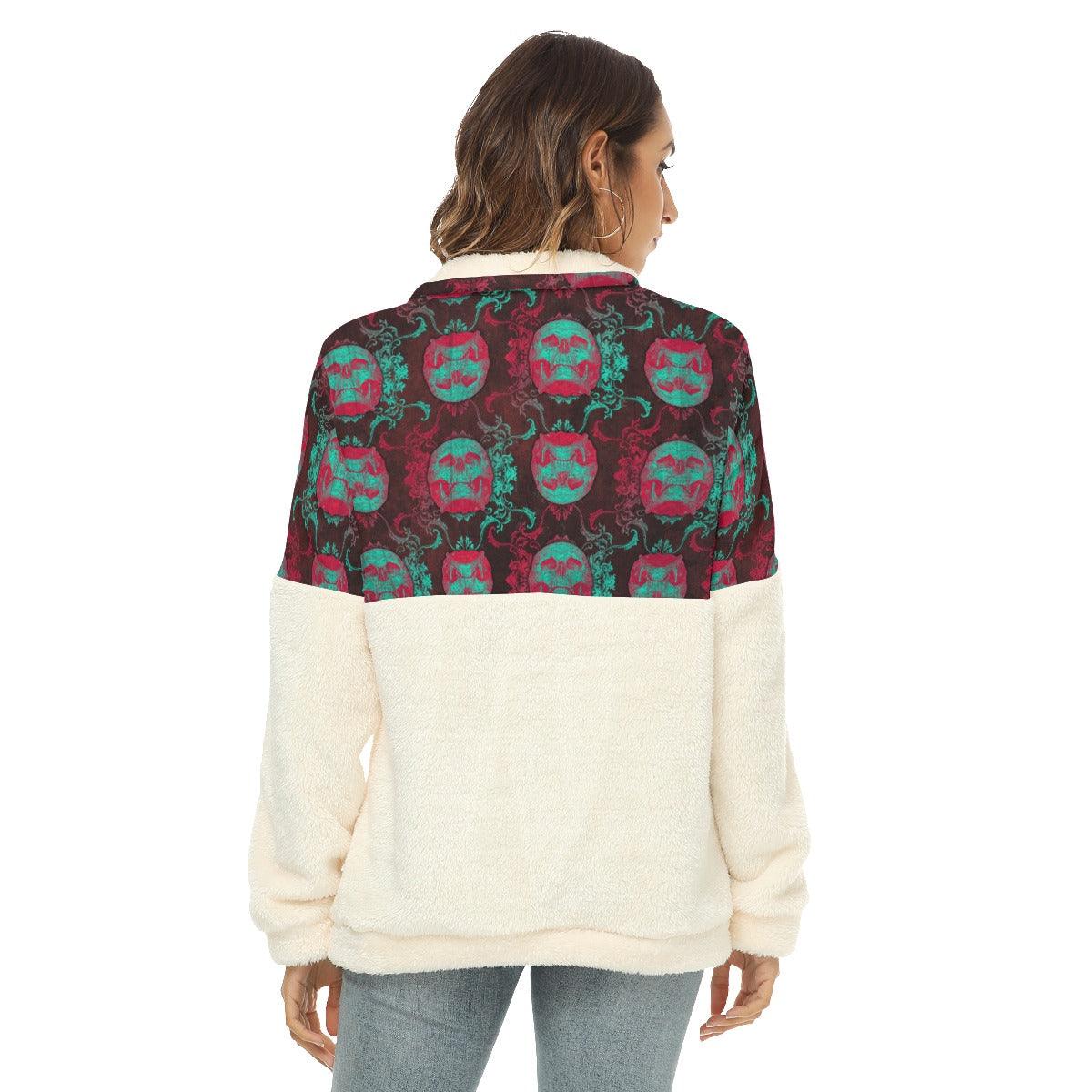 Ancient Skull Fleece Sweatshirt With Half Zip - Wonder Skull
