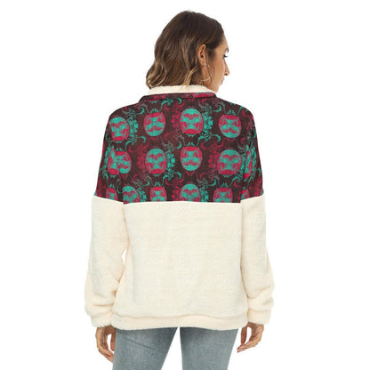 Ancient Skull Fleece Sweatshirt With Half Zip - Wonder Skull