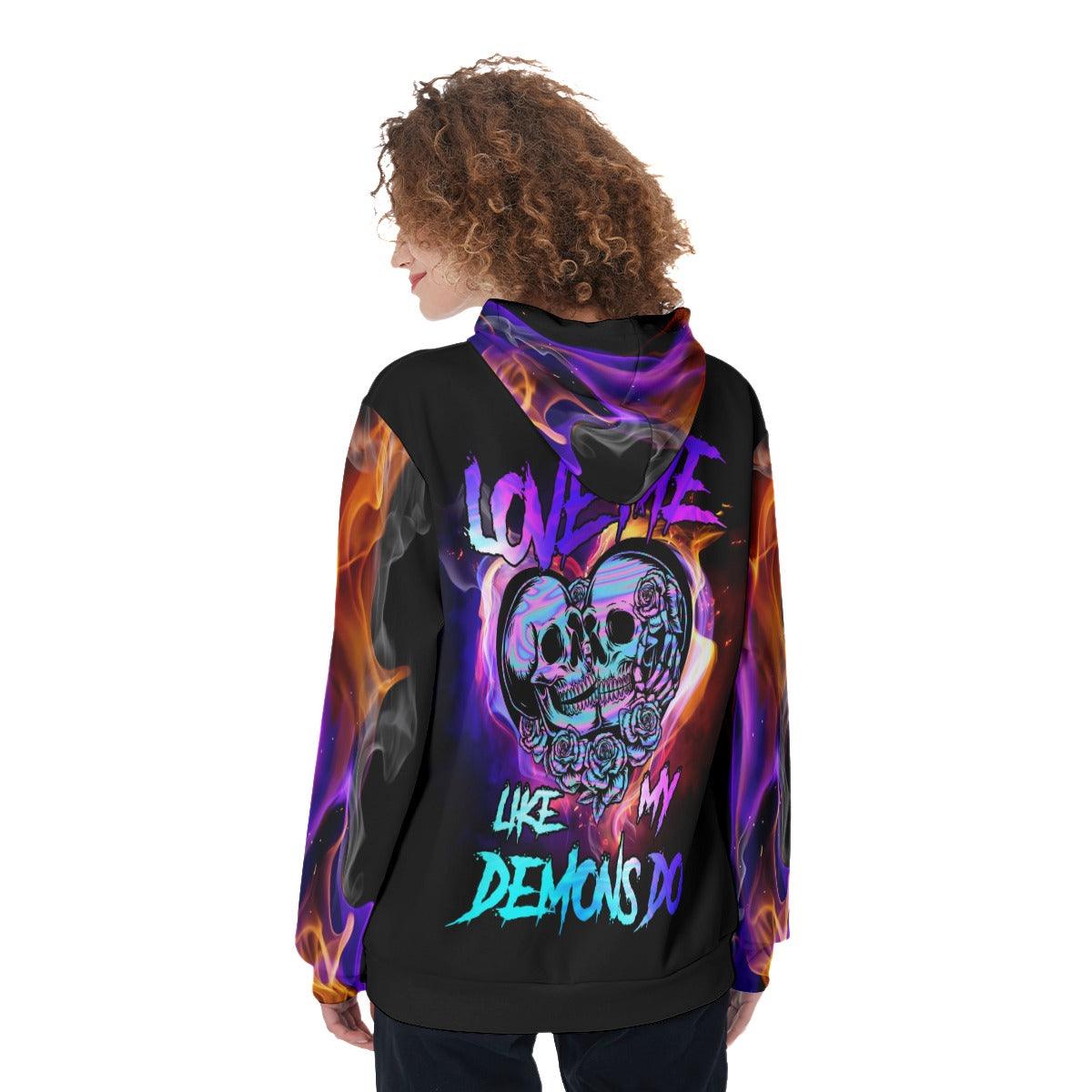 Couple Skull Love Me Like My Demons Do Funny Hoodie For Women - Wonder Skull
