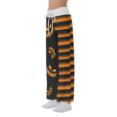 Halloween Pumpkin Women's High-waisted Wide Leg Pants | Wonder Skull