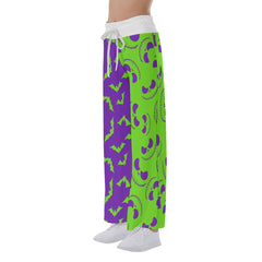 Purple Green Halloween Skull Nightmare Women's High-waisted Wide Leg Pants | Wonder Skull