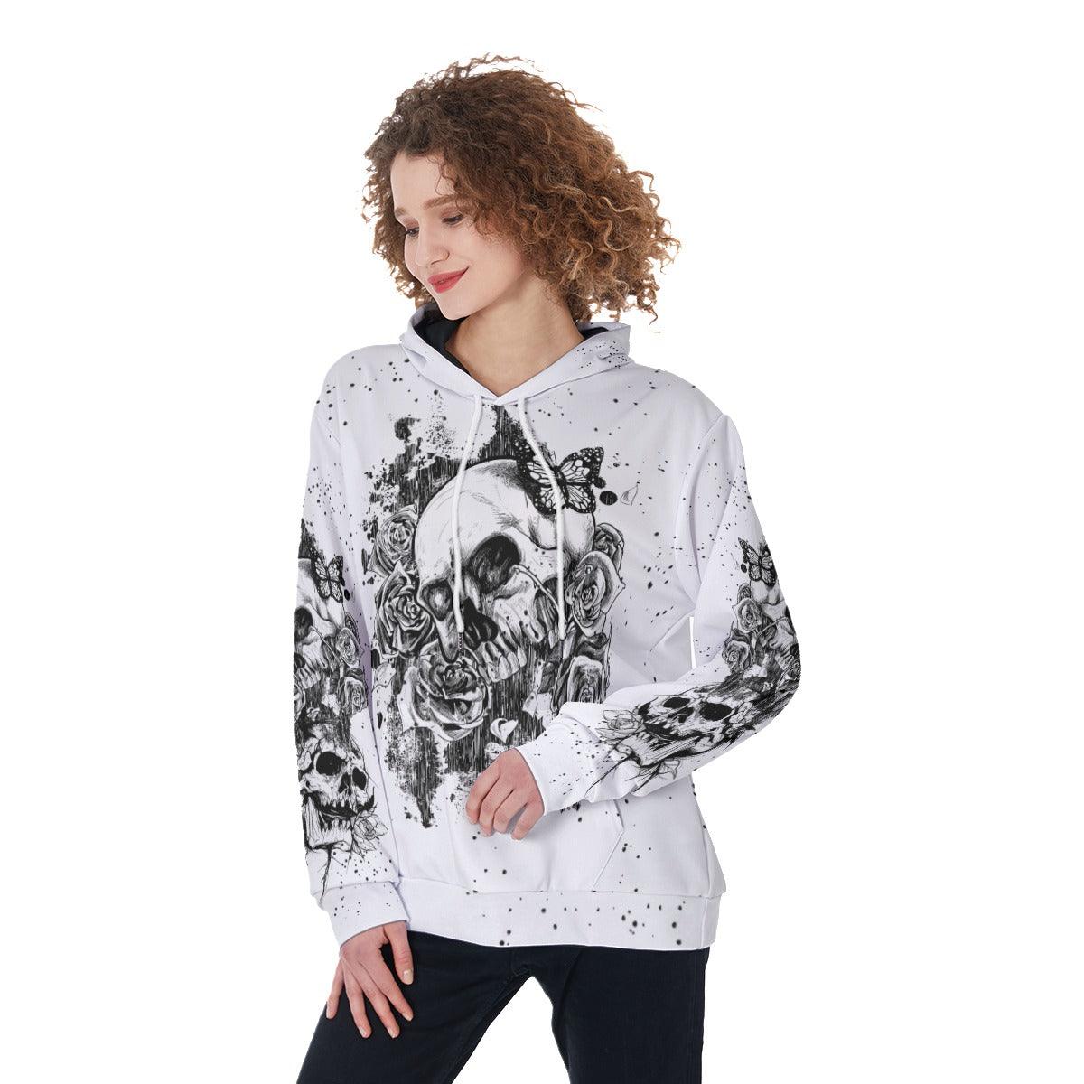 The Good Girl In Me Skull Flower Funny Hoodie For Women - Wonder Skull