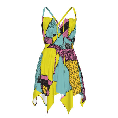 Yellow Nightmare All-Over Print Women's Slip Dress - Wonder Skull