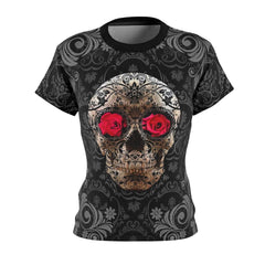 Sugar Skull Rose Eyes All Over Print T-shirt For Women - Wonder Skull