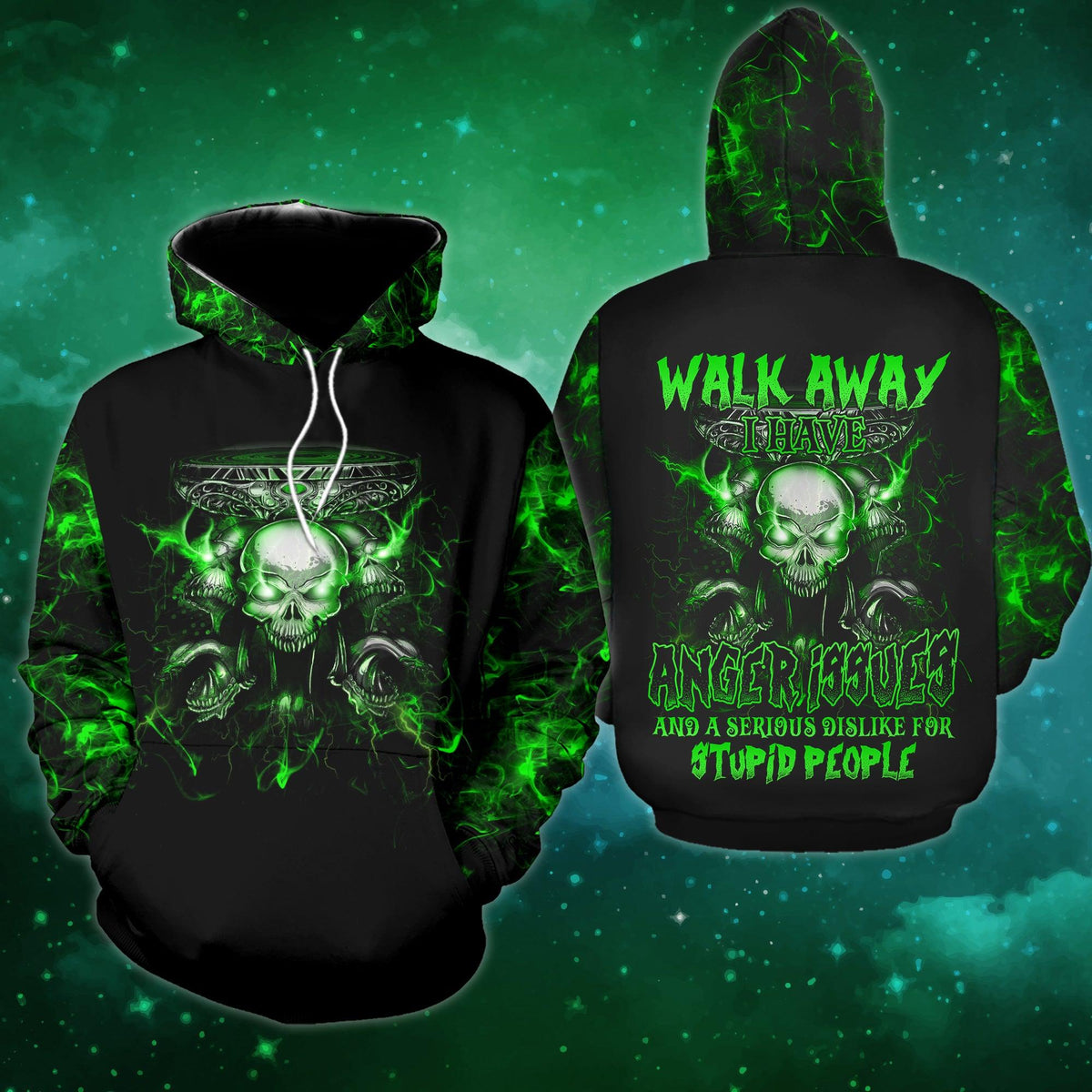 Walk Away I Have Anger Issues Funny Hoodie For Women - Wonder Skull