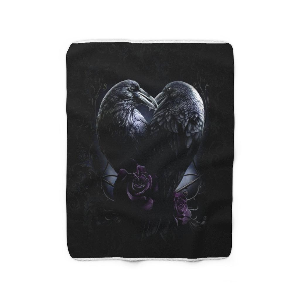 Raven Heart Sherpa Fleece Blanket - Wonder Skull