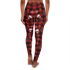 Snowflake And Skull Red Flannel Women's Spandex Leggings - Wonder Skull