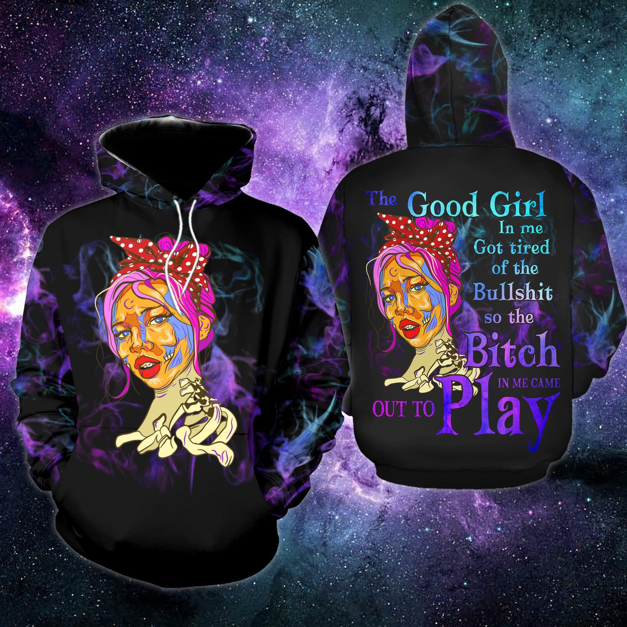 The Good Girl In Me Colorful Smoke Funny Hoodie For Women - Wonder Skull