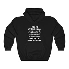 I Try To Avoid Drama Unisex Heavy Blend™ Hooded Sweatshirt - Wonder Skull