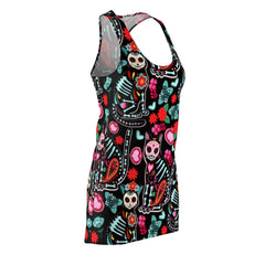 Gothic Skull Cats Women's Cut & Sew Racerback Dress - Wonder Skull