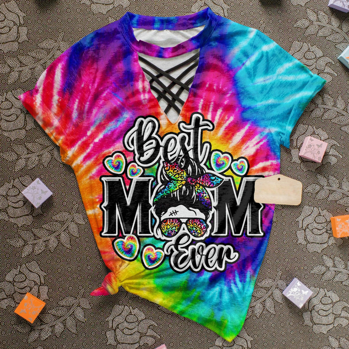 TieDye Mom Ever V-neck Mother's Days Gifts for Mama - Wonder Skull