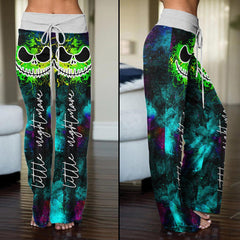 Blue Ocean Skull High-waisted Wide Leg Pants - Wonder Skull