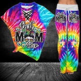 Tie Dye Best Mom V-Neck Shirt and Wide Legs Pants - Wonder Skull