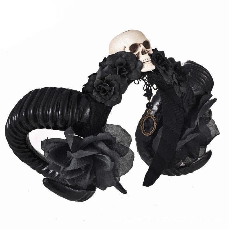 Gothic Skull Black Rose Headband, Atrractive Cosplay Item For Women - Wonder Skull