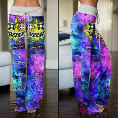 Healing Rainbow Skull Smile High-waisted Wide Leg Pants - Wonder Skull