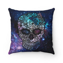 Floral Butterfly Skull Spun Polyester Square Pillow - Wonder Skull