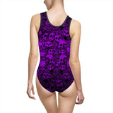 Violet Skull And Rose Women's Classic One-Piece Swimsuit - Wonder Skull