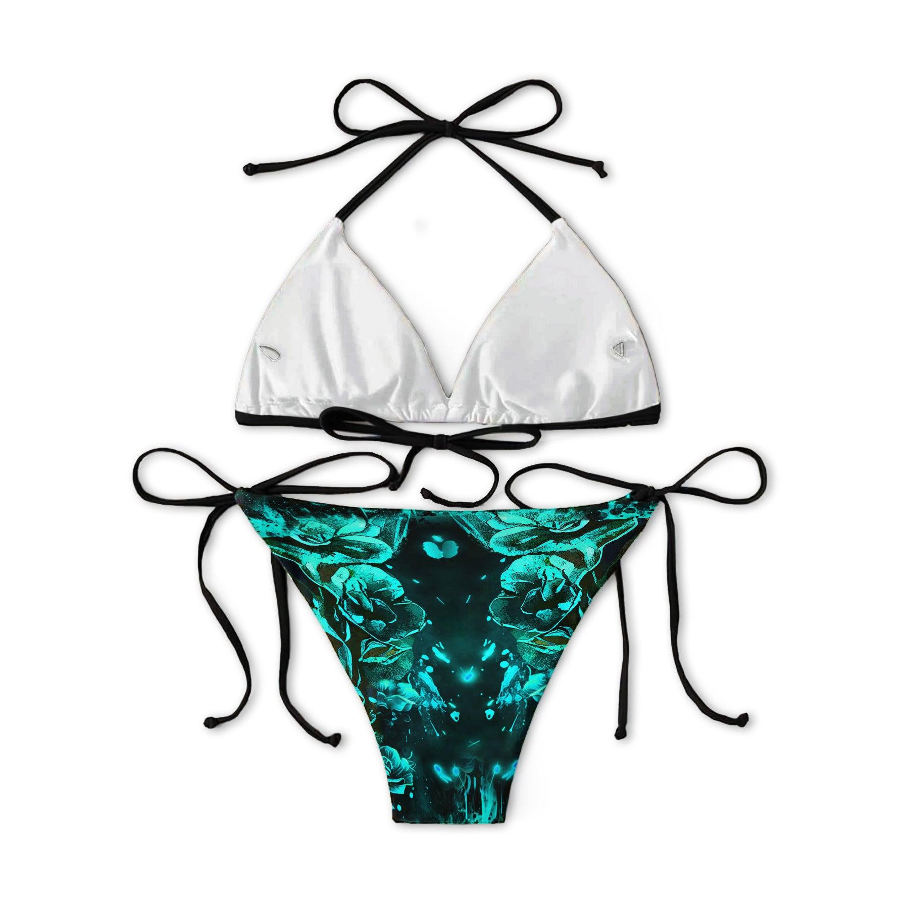 Ocean Green Skull Gothic Micro Triangle Bikini Swimsuit - Wonder Skull