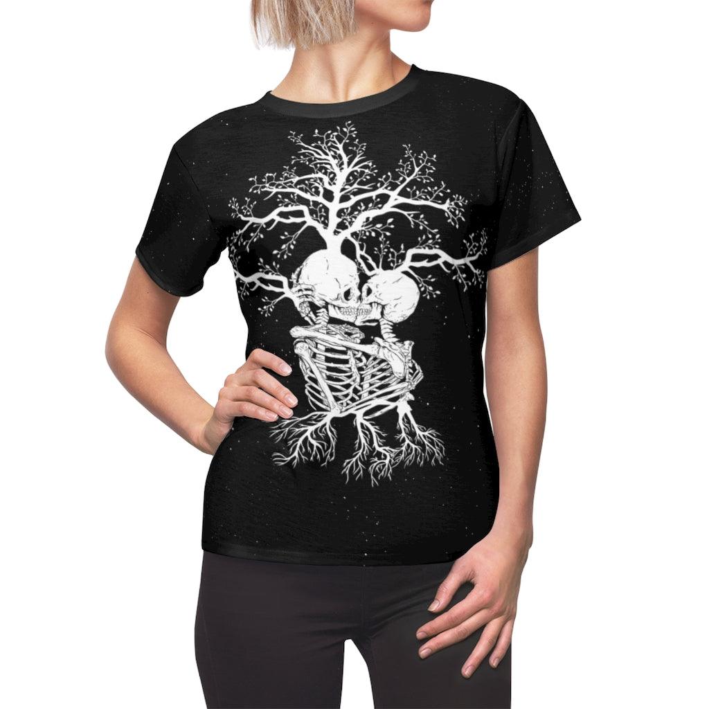 Strange Love Skeleton Tree All Over Print T-shirt For Women - Wonder Skull
