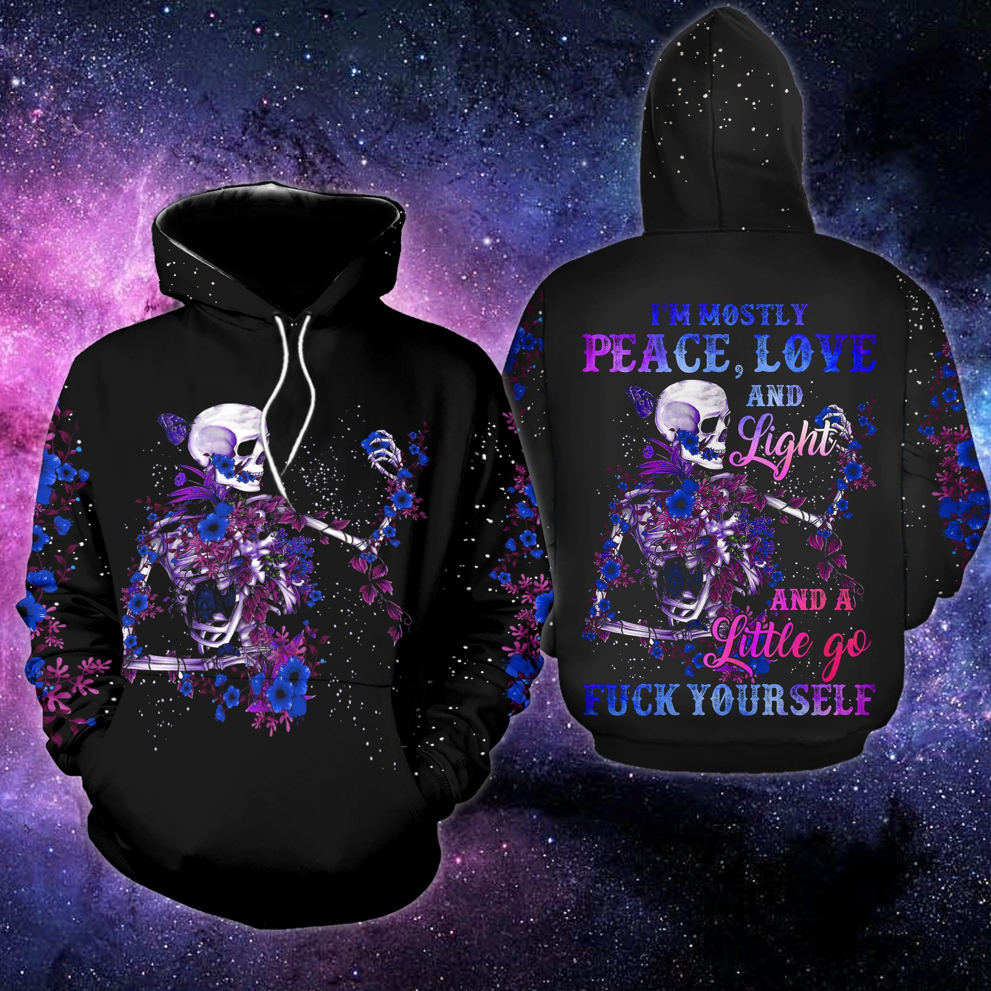 I'm Mostly Peace Love and Light Funny Hoodie For Women - Wonder Skull