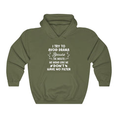 I Try To Avoid Drama Unisex Heavy Blend™ Hooded Sweatshirt - Wonder Skull