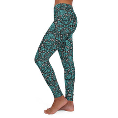 Skull Teal Snowflake Women's Spandex Leggings - Wonder Skull