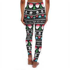 Ho Ho Ho Santa Skull Women's Spandex Leggings - Wonder Skull