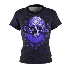 Purple Hearts Sugar Skull All Over Print T-shirt For Women - Wonder Skull