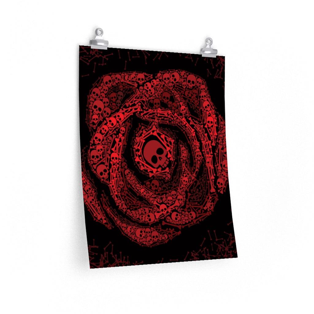 Crimson Rose Of Death Art Premium Matte Vertical Posters - Wonder Skull