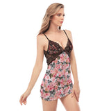 Chaotic Pink Roses And Skulls Lace Chemise Nightgown - Wonder Skull