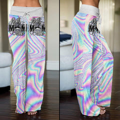 Flow Rainbow TieDye Gradiant Skull High-waisted Wide Leg Pants - Wonder Skull