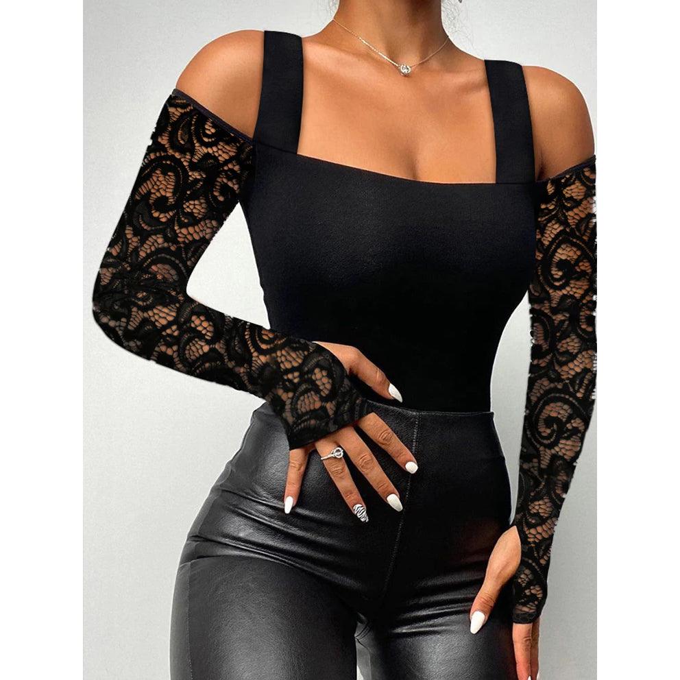Gothic Casual Floral Lace Top, Impressive Shoulder Off Daily Wear For Women - Wonder Skull