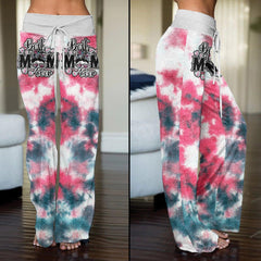 Pink Green Skull High-waisted Wide Leg Pants - Wonder Skull