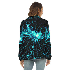 Skull Galaxy Crack Borg Fleece Sweatshirt With Half Zip - Wonder Skull