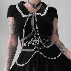 Punk Goth Pentagram Body Chain, Sexy Accessories Harness For Woman - Wonder Skull