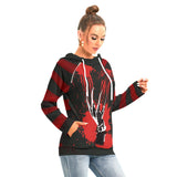 Scary Bloody Claw All-Over Print Women's Hoodie With Double Hood, Cool Nightmare Outwear - Wonder Skull