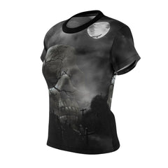 Skull Night Moon Cemetery All Over Print T-shirt For Women - Wonder Skull