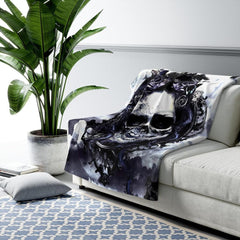 Skull Gothic Mirror Sherpa Fleece Blanket - Wonder Skull