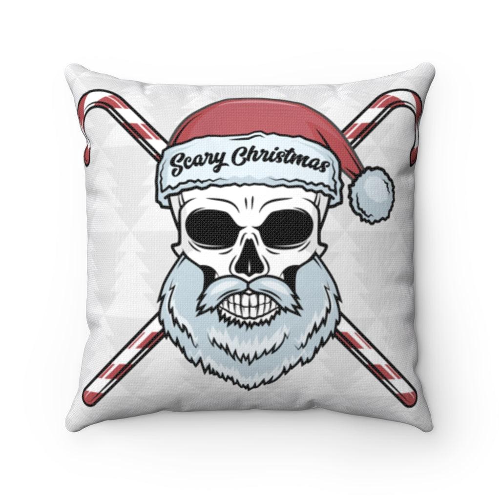 Christmas Skull And Candy Canes Spun Polyester Square Pillow - Wonder Skull