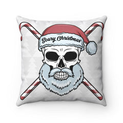 Christmas Skull And Candy Canes Spun Polyester Square Pillow - Wonder Skull