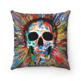 Enchanted Color Skull Spun Polyester Square Pillow - Wonder Skull
